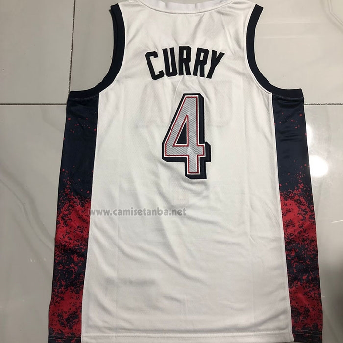 Camiseta USA 2024 Stephen Curry #4 Blanco